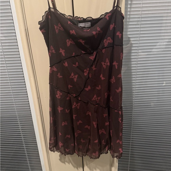 Urban Outfitters Moxie Butterfly Mesh Mini Slip Dress - Size L - Picture 5 of 7